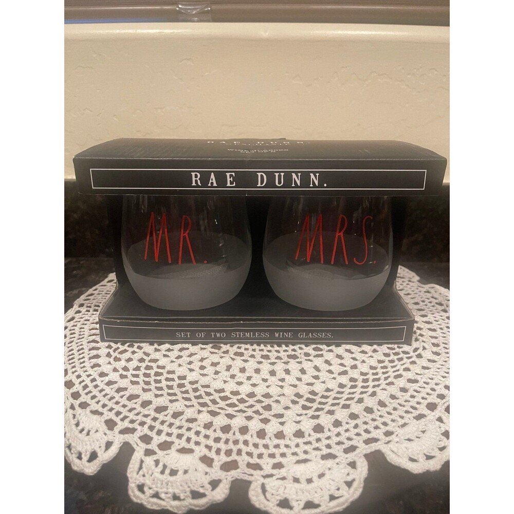 New Rae Dunn. Stemless Wine Glasses Set of Two Enchanté Accessories